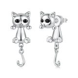Brass & S925 Silver Earrings | 2.8*1.1cm | White Gold Plated with Pavé Setting CZ for Women