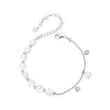 925 Sterling Silver 15+6cm White Gold Plated Bracelet with Quality Shell Pearl & CZ for Women