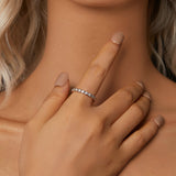 925 Sterling Silver 2mm Moissanite Ring Size 7 for Women