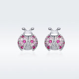 925 Sterling Silver Earrings with Pavé Setting CZ 1x0.9cm for Women