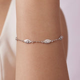 925 Sterling Silver White Gold Plated Bracelet with CZ Pendants for Women