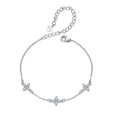 925 Sterling Silver & Plated White Gold Moissanite Bracelet 15+6cm for Women