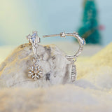 925 Sterling Silver Earrings with Plated White Gold, 2.2*0.7cm, Enamel + Pavé Setting for Women