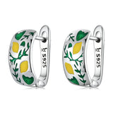 925 Sterling Silver Earrings for Women - Enamel Process - Oxidized Silver - 1.4x0.6 cm
