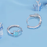 925 Sterling Silver Enamel CZ Earrings 14x6mm for Women