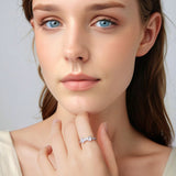 925 Sterling Silver White Gold Plated 1.2cm Pendant Ring Size 6 for Women