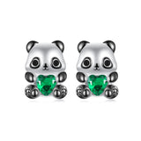 925 Sterling Silver Earrings with Pavé Setting CZ in White and Black Gold