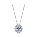 925 Sterling Silver Moissanite Necklace 40+5cm with Pavé Setting for Women