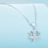 925 Sterling Silver Opal Nanometer Stone Necklace for Women