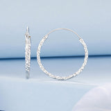925 Sterling Silver Earrings for Women - White Gold Plated, 2.6*0.2 cm, Style L