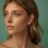 925 Sterling Silver Earrings with Quality Shell Pearl, Size 1*1.2cm for Women