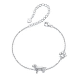 925 Sterling Silver & Plated White Gold Bracelet 15+6cm for Women