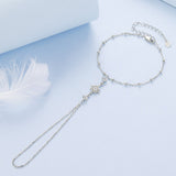 925 Sterling Silver White Gold Plated CZ Bracelet 15+6cm for Women
