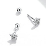 925 Sterling Silver Earrings with Pavé Setting CZ and Platinum Plating - 0.5cm for Women