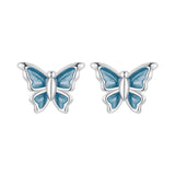 S925 Sterling Silver Earrings with Enamel Process, 6*8mm, Plated Platinum for Women