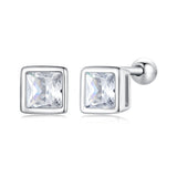 925 Sterling Silver 5mm Pavé Setting CZ Earrings for Women