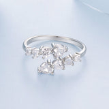 925 Sterling Silver White Gold Plated Pavé Setting Rings for Women
