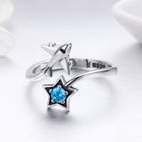 S925 Sterling Silver Star and Airplane Ring Set for Women