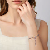 925 Sterling Silver Plated White Gold Bracelet - Adjustable 17+5cm