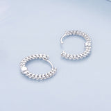 925 Sterling Silver Earrings Size 14*1.5mm Plated Platinum for Women