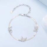 925 Sterling Silver Plated White Gold Adjustable Bracelet for Women