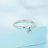 925 Sterling Silver Oxidized Round Paw Print Ring Size 6.0 for Women