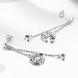 925 Sterling Silver Earrings with Plated Platinum and CZ - 4.4 x 1.0 cm for Women