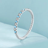 925 Sterling Silver White Gold Plated Turquoise Ring Size 6.0 for Women