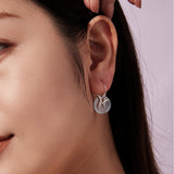 925 Sterling Silver Earrings with Nano Opal Stone and CZ in White Gold Plated, 2.8cm for Women