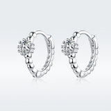 925 Sterling Silver Earrings with Pavé Setting CZ - 1cm for Women