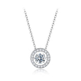 925 Sterling Silver Moissanite Pendant Necklace for Women - 40+5cm, White Gold Plated, Elegant Jewelry