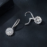 925 Sterling Silver Moissanite 1ct Earrings 26x11mm Pavé White Gold for Women