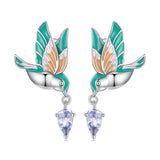 925 Sterling Silver Enamel Pavé Setting CZ Earrings