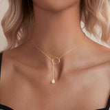 925 Sterling Silver Necklace with Gold Plated Freshwater Pearl - 60cm Length