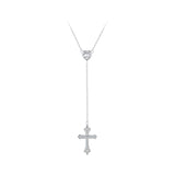 925 Sterling Silver White Gold Plated Necklace with CZ Pavé Setting for Women