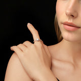 925 Sterling Silver Pavé Moissanite Ring with CZ - Size 6