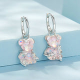 925 Sterling Silver Earrings with Pavé Setting CZ and Resin - 2.8 x 1.1 cm - Women's Fashion