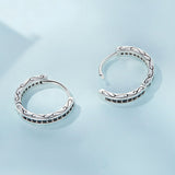 925 Sterling Silver Oxidized Pavé CZ Earrings