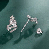 925 Sterling Silver Earrings with White Gold Plating and CZ
