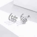 S925 Sterling Silver Platinum Plated Pavé Setting CZ Earrings