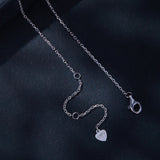 925 Sterling Silver Moissanite Necklace with Pavé Setting in Platinum, 450mm, for Women