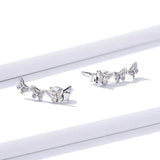 925 Sterling Silver Earrings - 1.4x0.5 cm - Platinum Plated for Women