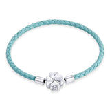 925 Sterling Silver and Leather 17cm Bracelet