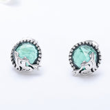 S925 Oxidized Silver Transparent Glass Earrings for Women