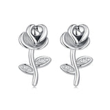 925 Sterling Silver Earrings plated with White Gold, 0.9*0.5cm for Women