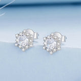 925 Sterling Silver Pavé Setting CZ Platinum Plated Earrings