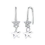 925 Sterling Silver Earrings with Pavé Setting CZ, White Gold Plating, 2.1*0.6cm, for Women