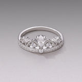925 Sterling Silver Pavé Setting CZ White Gold Plated Ring Size 6 for Women
