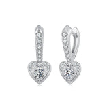 925 Sterling Silver White Gold Plated Moissanite Pavé CZ 2.2x0.9cm Earrings for Women