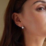 925 Sterling Silver Earrings with CZ and Platinum Plating, Size 13*7mm for Women